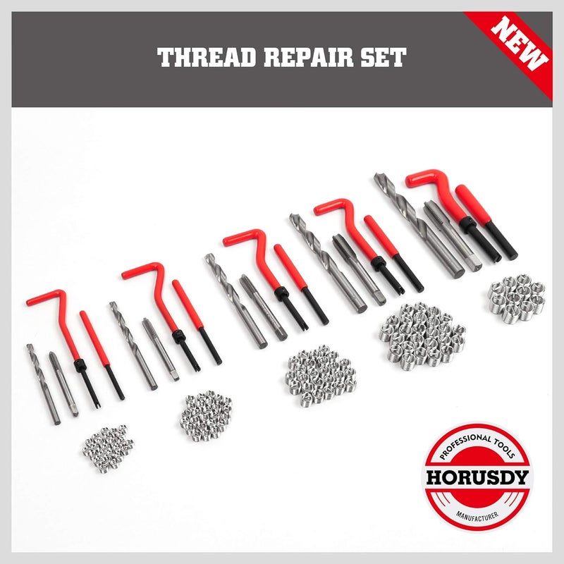 SEDY Metric Helicoil Thread Repair Kit: 131-Piece Heli Coil HSS Drills Inserts Taps & Tools M5 M6 M8 M10 M12 Automotive Engine Spark Plug Cylinder Insertion Rethreading Tools Universal Rethread Restorer - Image 2